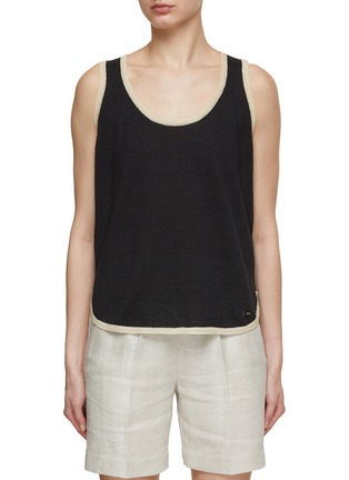 Main View - Click To Enlarge - KITON - Contrast Trim Cotton Linen Tank