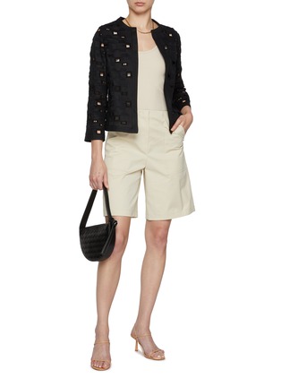 Figure View - Click To Enlarge - KITON - Square Cut Out Linen Bolero Jacket