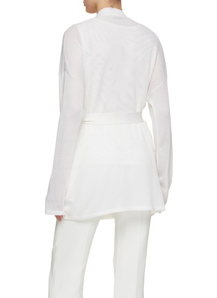 Back View - Click To Enlarge - KITON - Belted Perforated Silk Cardigan