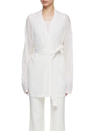 Main View - Click To Enlarge - KITON - Belted Perforated Silk Cardigan