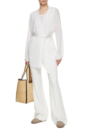 Figure View - Click To Enlarge - KITON - Belted Perforated Silk Cardigan