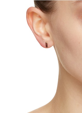 Figure View - Click To Enlarge - MÉTIER BY TOMFOOLERY - Hexa 9K Gold Tourmaline Single Stud Earring