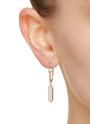 Figure View - Click To Enlarge - MÉTIER BY TOMFOOLERY - Hexa 9K Gold Moonstone Single Hoop Earring