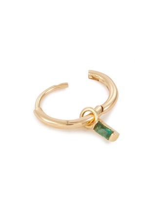 Detail View - Click To Enlarge - MÉTIER BY TOMFOOLERY - 9K Gold Emerald Baguette Charm Original Single Clicker Earring