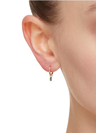 Figure View - Click To Enlarge - MÉTIER BY TOMFOOLERY - 9K Gold Emerald Baguette Charm Original Single Clicker Earring