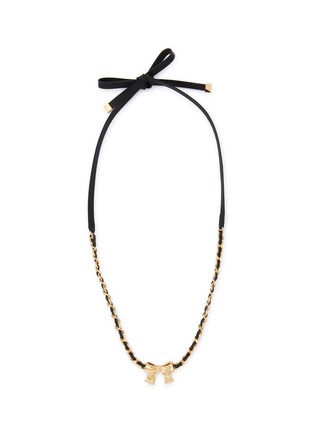 Main View - Click To Enlarge - NUMBERING - 14K Gold Plated Ribbon Leather Strap Necklace