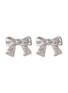 Main View - Click To Enlarge - NUMBERING - Rhodium Plasted Sterling Silver Ribbon Stud Earrings