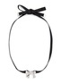 Main View - Click To Enlarge - NUMBERING - Rhodium Plated Ribbon Leather Strap Necklace