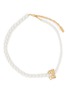 Main View - Click To Enlarge - NUMBERING - 14k Gold Plated Simulated Pearl Ribbon Necklace