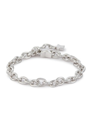 Main View - Click To Enlarge - NUMBERING - Rhodium Plated Brass Oval Chain Bracelet