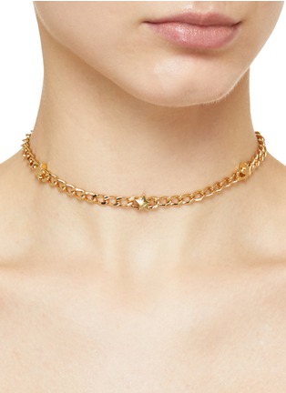 Figure View - Click To Enlarge - NUMBERING - 14k Gold Plated Star Clasp Oval Chain Choker