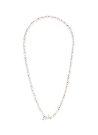 Main View - Click To Enlarge - NUMBERING - Rhodium Plated Star Clasp Oval Chain Long Necklace