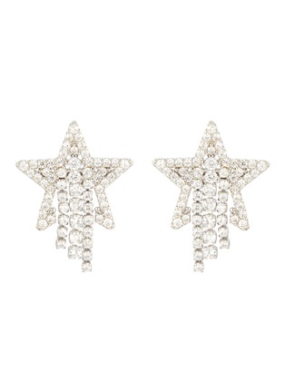 Main View - Click To Enlarge - NUMBERING - Cubic Zirconia Rhodium Plasted Sterling Silver Pavé Star Drop Earrings