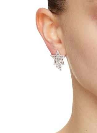 Figure View - Click To Enlarge - NUMBERING - Cubic Zirconia Rhodium Plasted Sterling Silver Pavé Star Drop Earrings