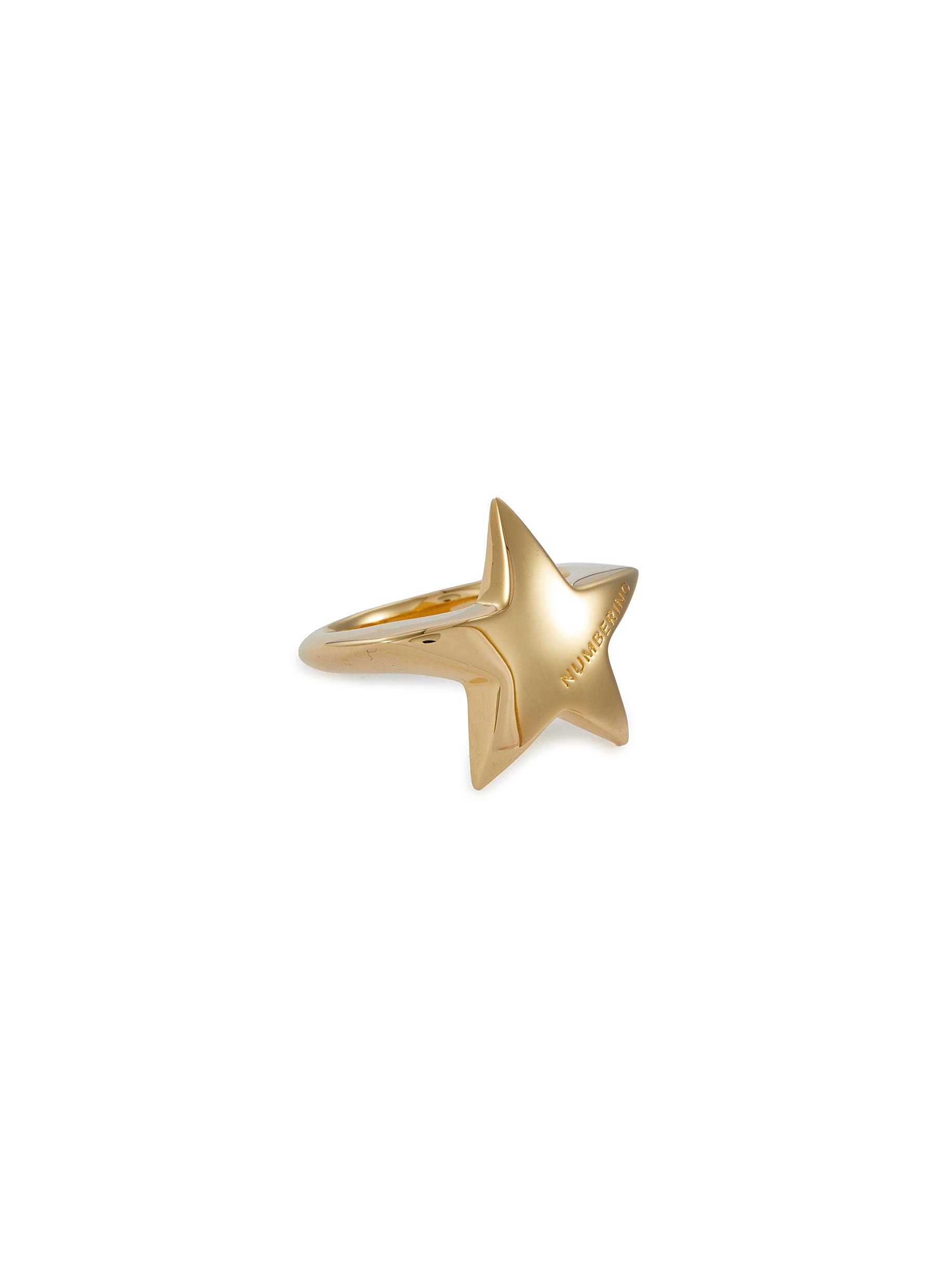 14K GOLD PLATED STERLING SILVER STAR SIGNET RING