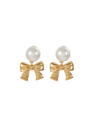 Main View - Click To Enlarge - NUMBERING - 14k Gold Plated Brass Ribbon Stud Earrings