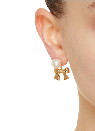 Figure View - Click To Enlarge - NUMBERING - 14k Gold Plated Brass Ribbon Stud Earrings