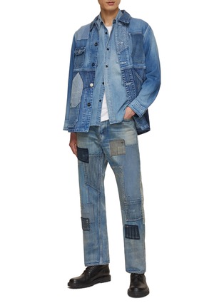 Figure View - Click To Enlarge - FDMTL - Distressed Patch Washed Demin Shirt