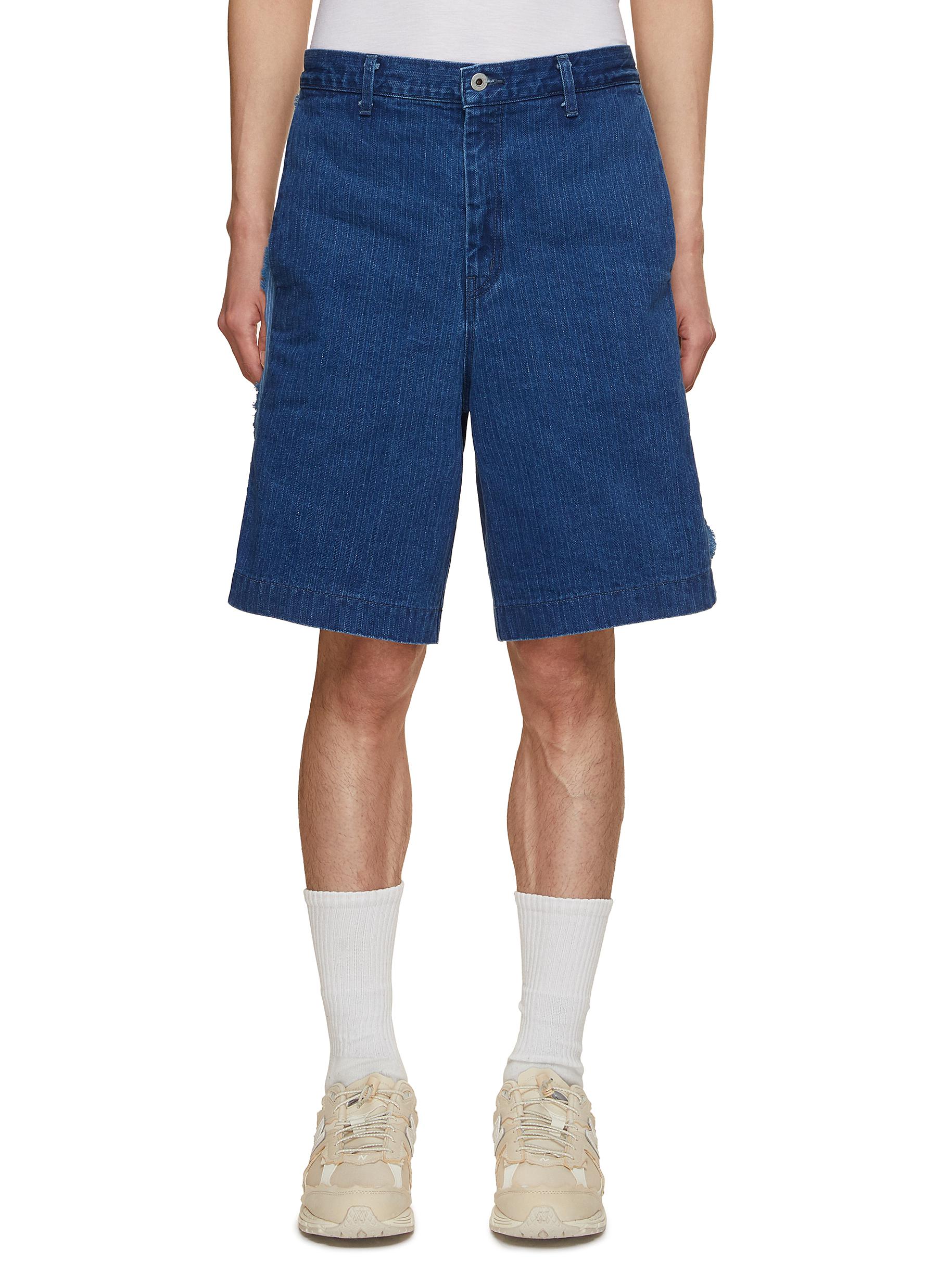 Side OBI Stripe Denim Shorts