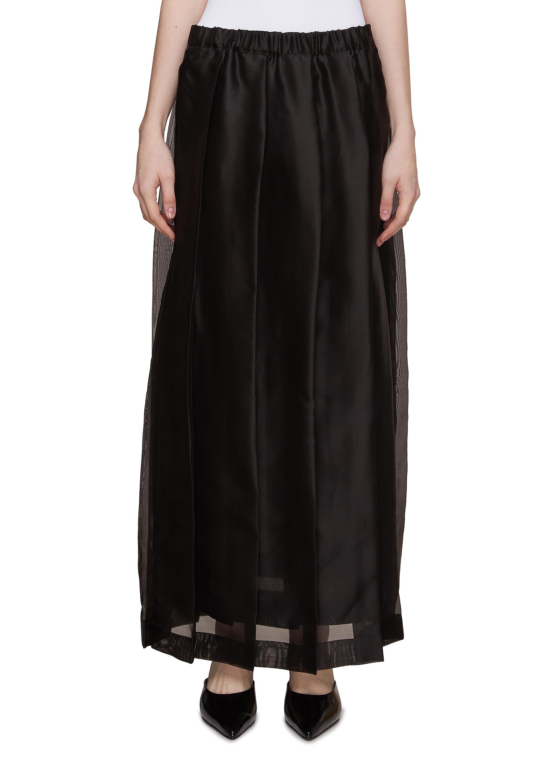 Elasticated Waist Pleated Silk Satin Skirt