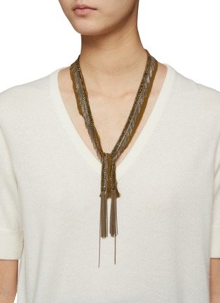 Figure View - Click To Enlarge - MARIE LAURE CHAMOREL - Brass Chain Ribbon Long Necklace