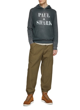 Figure View - Click To Enlarge - PAUL & SHARK - Logo Print Washed Cotton Hoodie