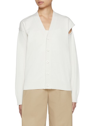 Main View - Click To Enlarge - MM6 MAISON MARGIELA - Cut Out Sleeve Cardigan