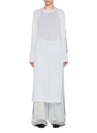 Main View - Click To Enlarge - MM6 MAISON MARGIELA - Oversized Long Sleeve Cotton Mesh T-Shirt