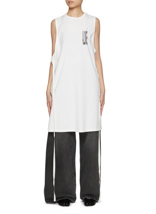 Main View - Click To Enlarge - MM6 MAISON MARGIELA - Printed Tie Slit Cotton Tank Top