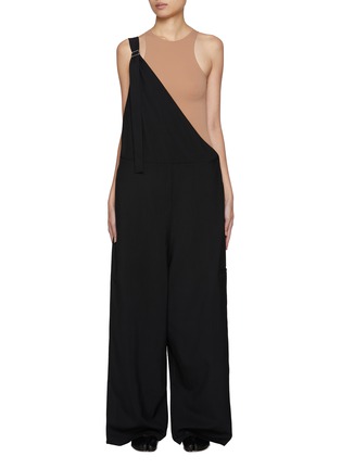 Main View - Click To Enlarge - MM6 MAISON MARGIELA - Oversized One Shoulder Tailored Wool Jumpsuit