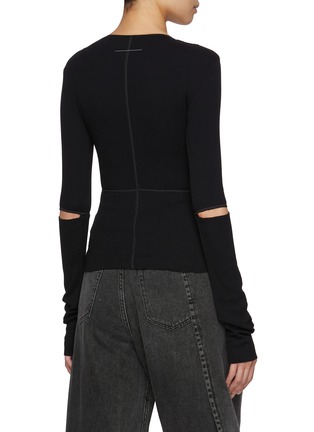 Back View - Click To Enlarge - MM6 MAISON MARGIELA - Elbow Cut Out Knit Top