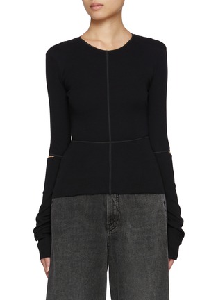 Main View - Click To Enlarge - MM6 MAISON MARGIELA - Elbow Cut Out Knit Top