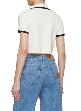 Back View - Click To Enlarge - CRUSH COLLECTION - Contrast Trim Cropped Shirt