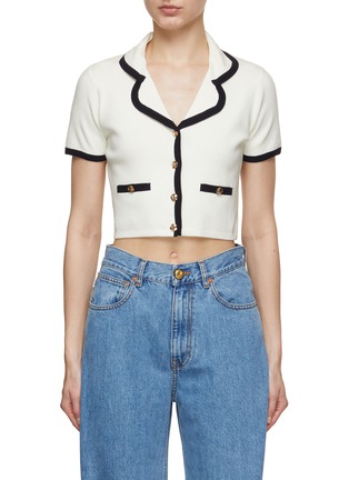 Main View - Click To Enlarge - CRUSH COLLECTION - Contrast Trim Cropped Shirt
