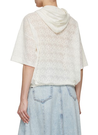 Back View - Click To Enlarge - CRUSH COLLECTION - Lace Hooded Short Sleeved Top