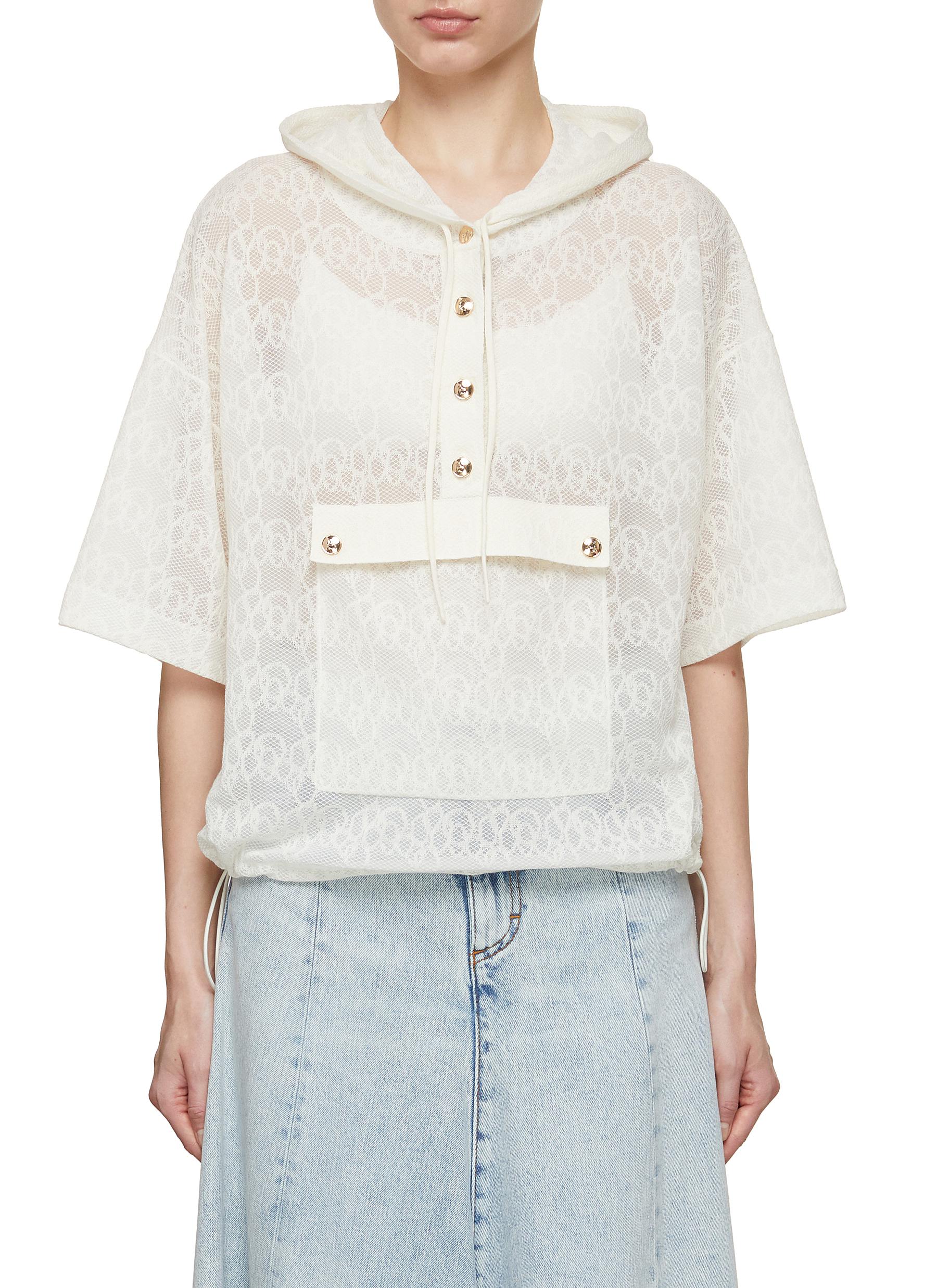 Lace Hooded Short Sleeved Top