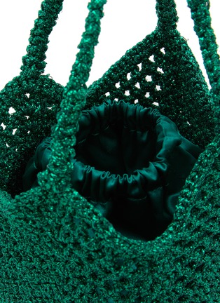 Detail View - Click To Enlarge - MIZELE - Extra Small Carré Crocheted Lurex Bucket Bag