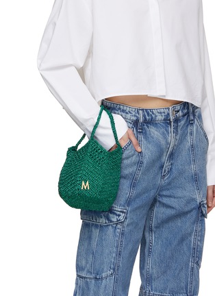 Figure View - Click To Enlarge - MIZELE - Extra Small Carré Crocheted Lurex Bucket Bag