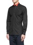 Front View - Click To Enlarge - GIVENCHY - Contrast collar trim poplin shirt