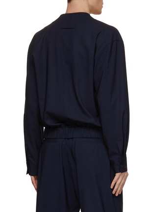 Back View - Click To Enlarge - RE: BY MAISON SANS TITRE - Layered Collarless Wool Shirt