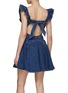 Back View - Click To Enlarge - SELF-PORTRAIT - Ruffle Denim Mini Dress