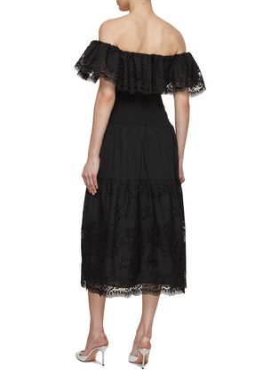 Back View - Click To Enlarge - SELF-PORTRAIT - Off Shoulder Lace Midi Dress