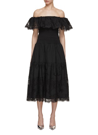 Main View - Click To Enlarge - SELF-PORTRAIT - Off Shoulder Lace Midi Dress