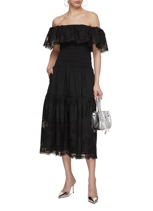 Figure View - Click To Enlarge - SELF-PORTRAIT - Off Shoulder Lace Midi Dress