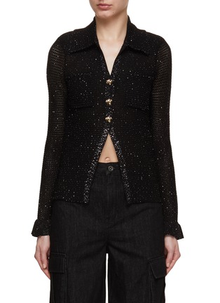 SELF-PORTRAIT, Pearl and Crystal Embellished Knit Top