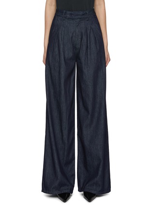 Main View - Click To Enlarge - THE FRANKIE SHOP - Nolan Pleated Dark Washed Denim Jeans