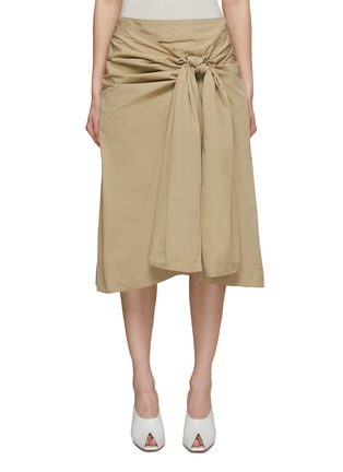 Main View - Click To Enlarge - BOTTEGA VENETA - Asymmetric Front Knot Compact Cotton Skirt