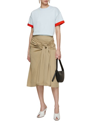Figure View - Click To Enlarge - BOTTEGA VENETA - Asymmetric Front Knot Compact Cotton Skirt