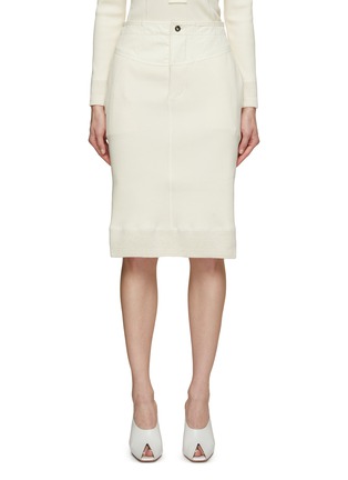 Main View - Click To Enlarge - BOTTEGA VENETA - Compact Cotton Ribbed Jersey Knee-length Skirt