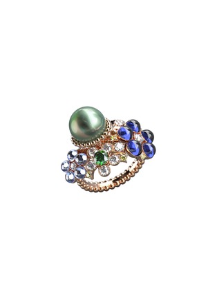 Main View - Click To Enlarge - MING SONG HAUTE JOAILLERIE - Galaxy Selva 14K Gold Diamond Sapphire Emerald Pearl Ring